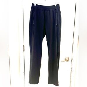 Lululemon Knit Pull On Pants Sz M Straight Leg Drawstring Black Zipper Pockets